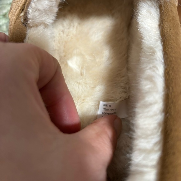 My Slippers Men's Moccasin Slippers My Pillow Chestnut Brown Suede Faux Fur NWT - Picture 10 of 10